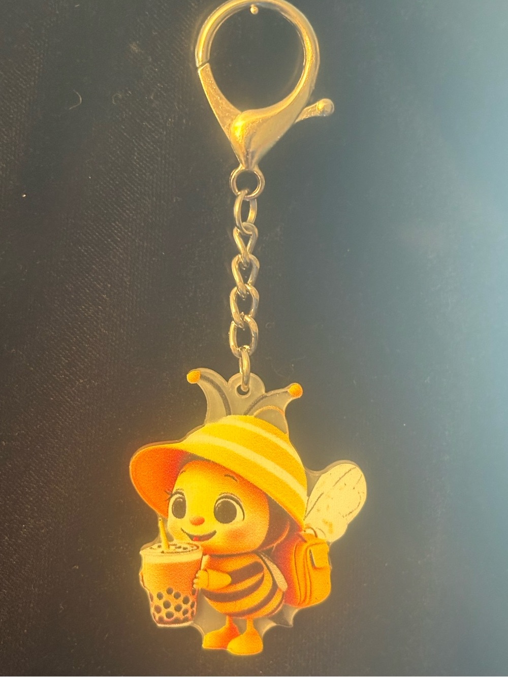 2D Bee Character Keychain/bag bling- Yellow Bee Design